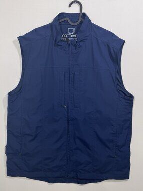 SCOTTeVest Travel Vest Mens XL Navy Blue Full Zip Utility TEC Pockets Sleeveless